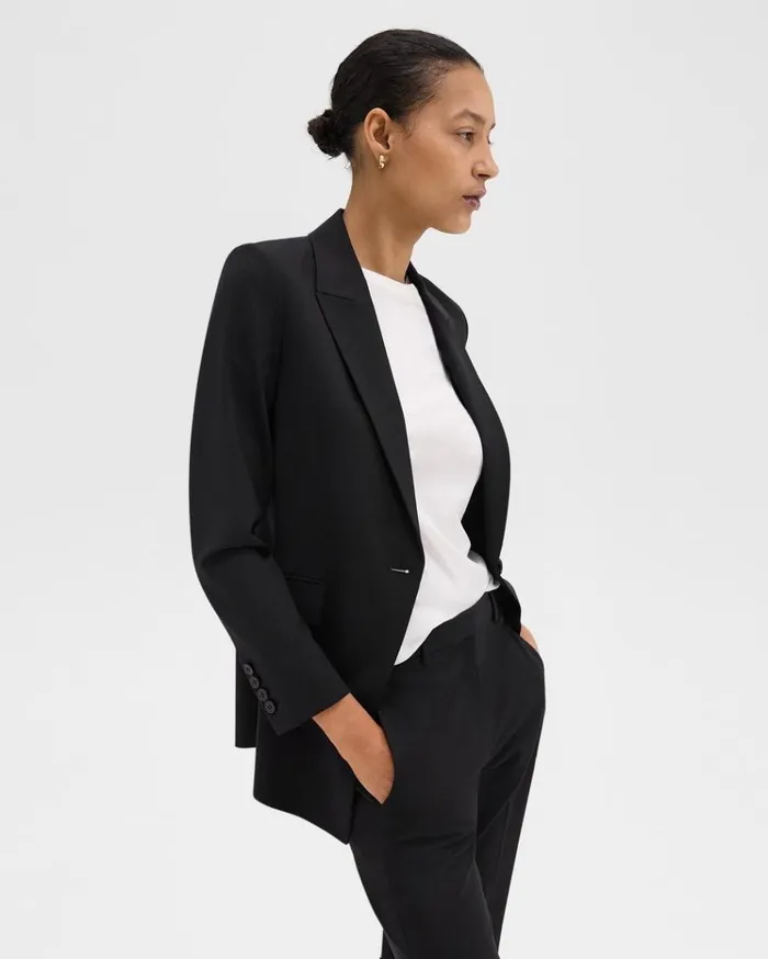 Theory Etiennette Blazer In Good Wool Black Women Blazers Jackets