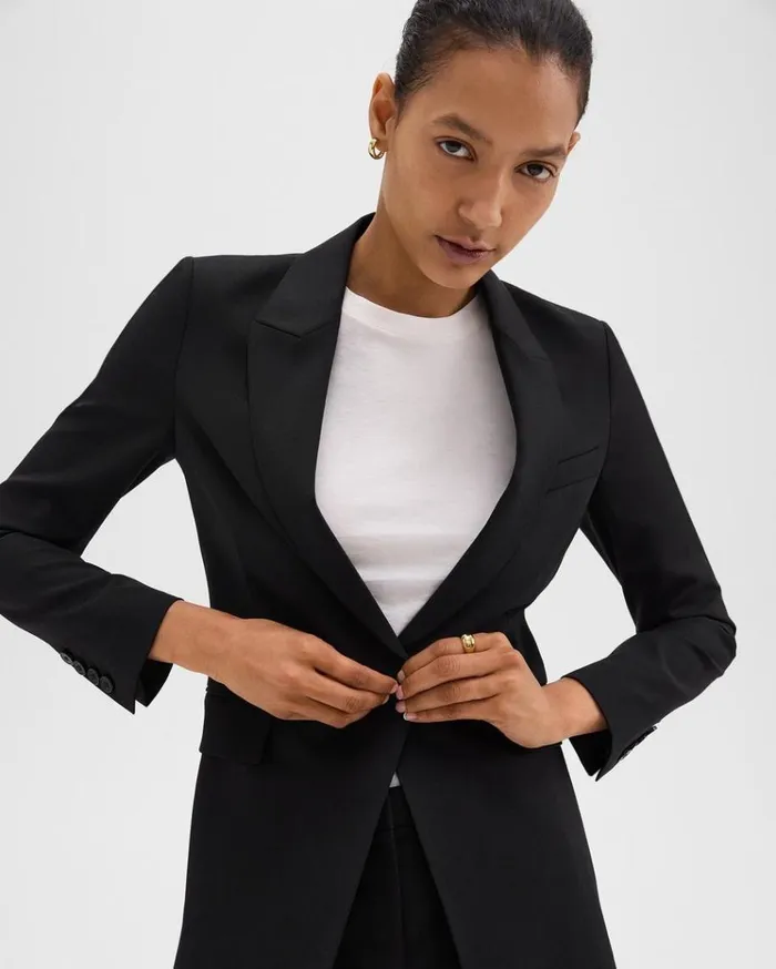 Theory Etiennette Blazer In Good Wool Black Women Blazers Jackets