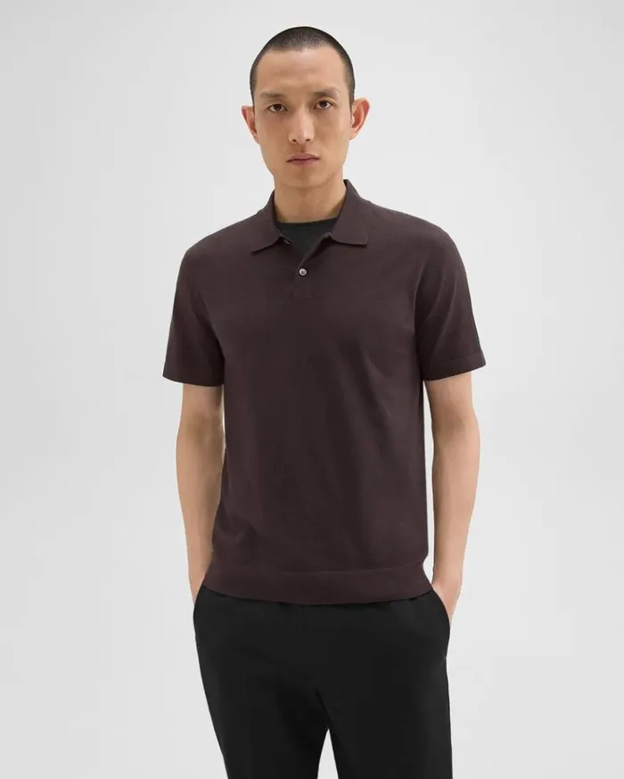 Theory Goris Polo Shirt In Light Bilen Hickory Men Sweaters Cardigans