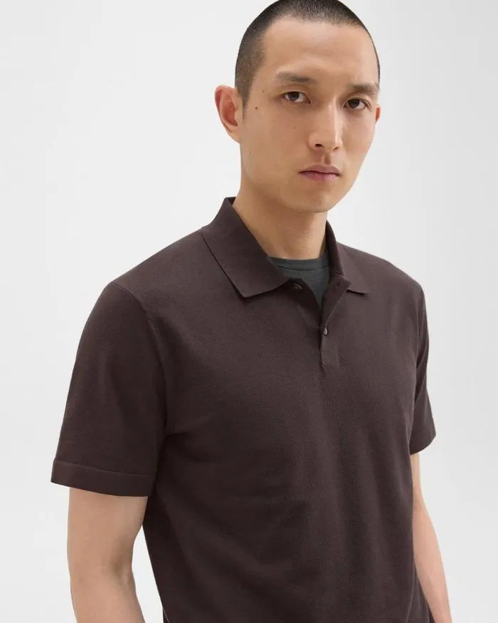 Theory Goris Polo Shirt In Light Bilen Hickory Men Sweaters Cardigans Theory Goris Polo Shirt In Light Bilen Hickory Men Sweaters Cardigans