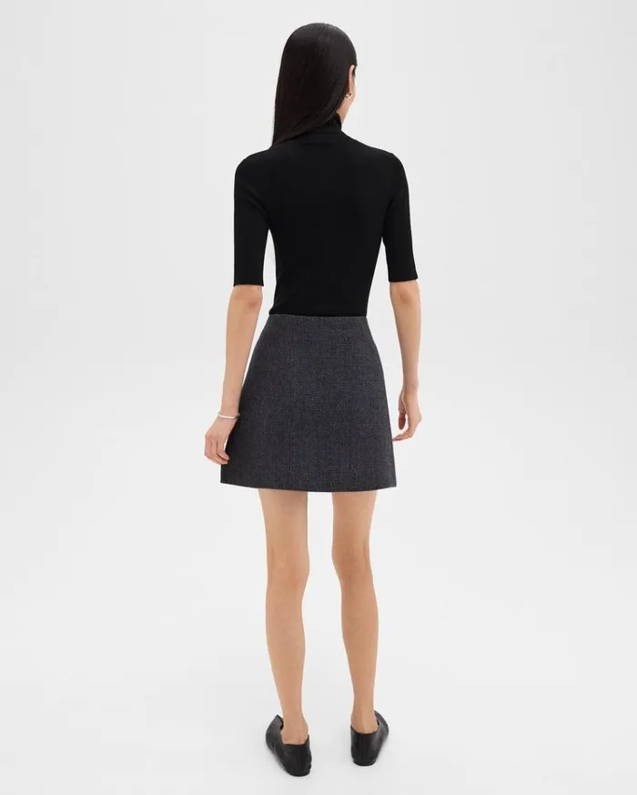 Theory HighWaist Mini Skirt In Tweed Charcoal Melange Women Skirts Theory HighWaist Mini Skirt In Tweed Charcoal Melange Women Skirts
