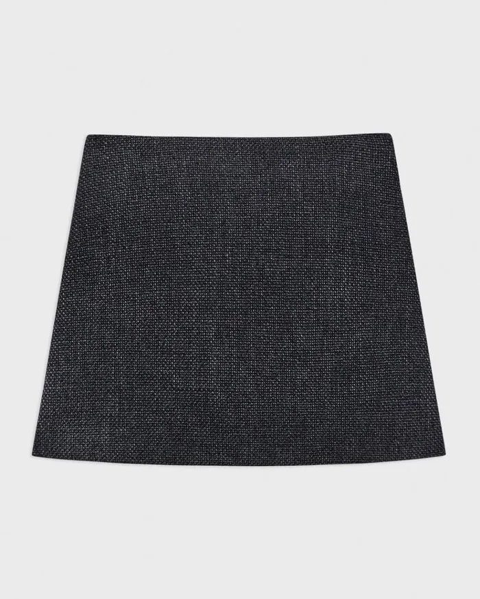Theory HighWaist Mini Skirt In Tweed Charcoal Melange Women Skirts Theory HighWaist Mini Skirt In Tweed Charcoal Melange Women Skirts