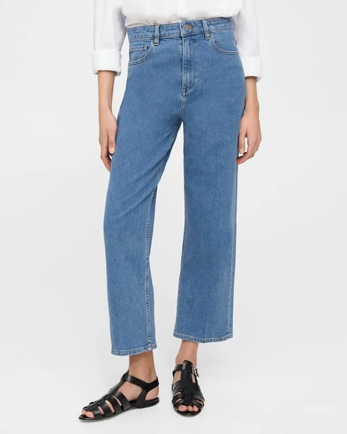Theory HighWaist StraightLeg Jean In Stretch Denim Washed Indigo Women Pants Theory HighWaist StraightLeg Jean In Stretch Denim Washed Indigo Women Pants