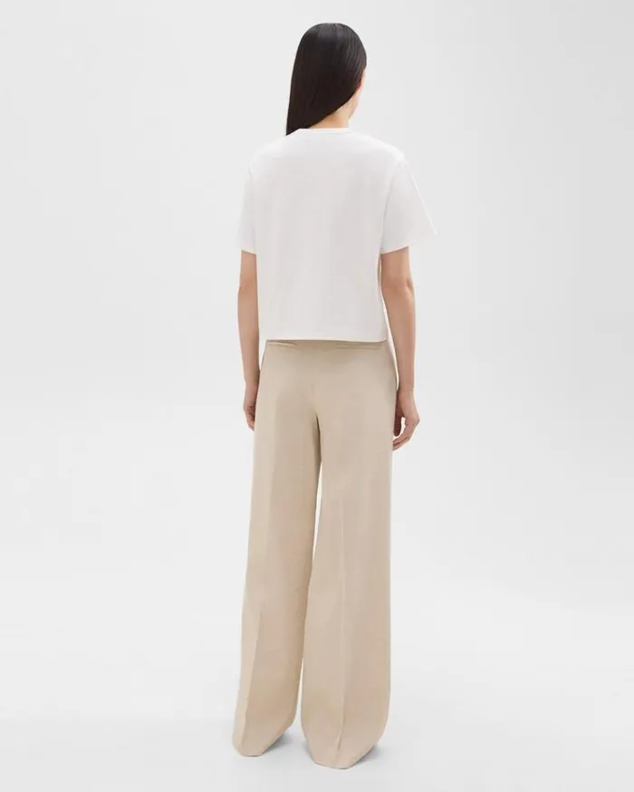 Theory HighWaist WideLeg Pant In Good Linen Straw Women Pants
