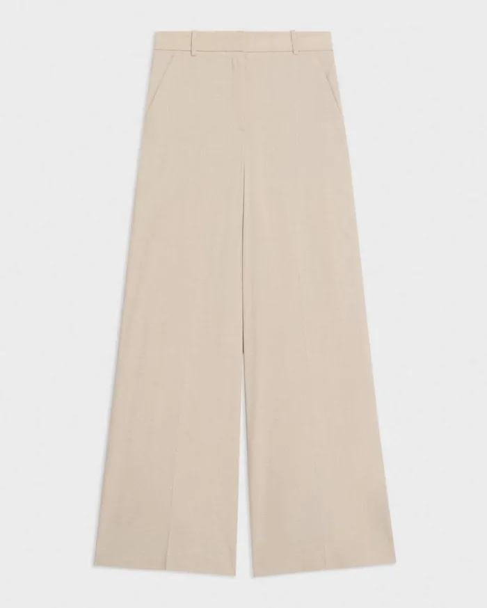 Theory HighWaist WideLeg Pant In Good Linen Straw Women Pants