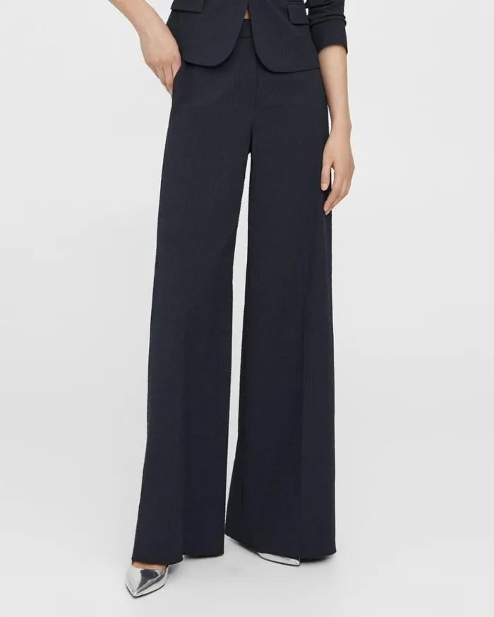 Theory HighWaist WideLeg Pant In Seersucker Navy Women Pants Theory HighWaist WideLeg Pant In Seersucker Navy Women Pants
