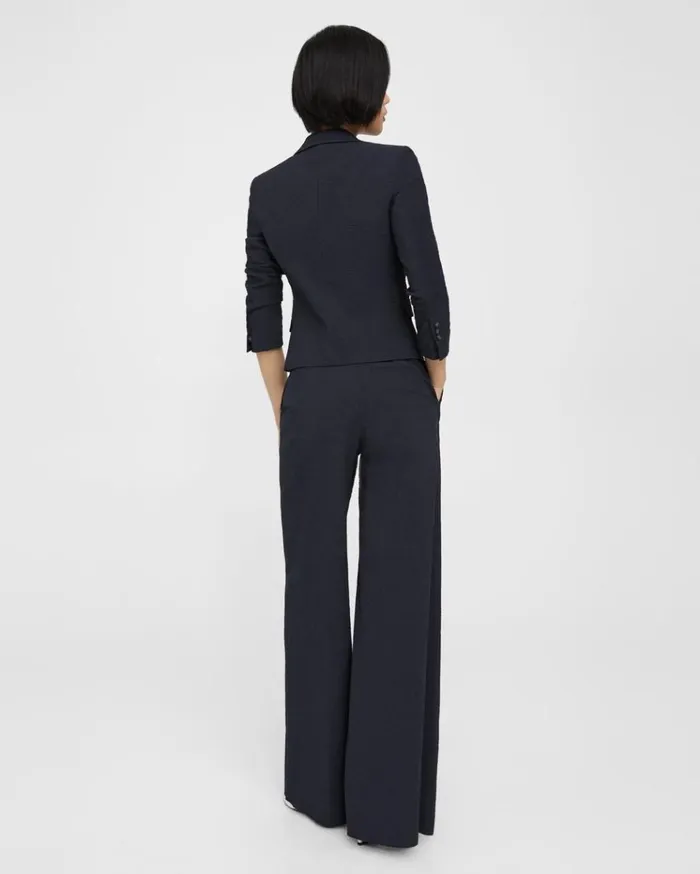 Theory HighWaist WideLeg Pant In Seersucker Navy Women Pants Theory HighWaist WideLeg Pant In Seersucker Navy Women Pants