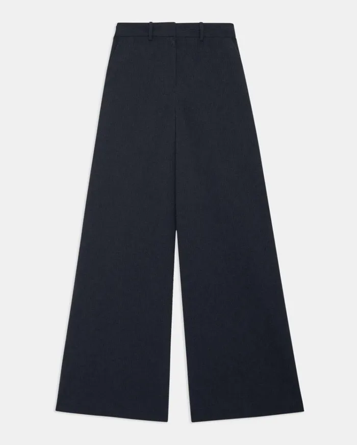 Theory HighWaist WideLeg Pant In Seersucker Navy Women Pants Theory HighWaist WideLeg Pant In Seersucker Navy Women Pants