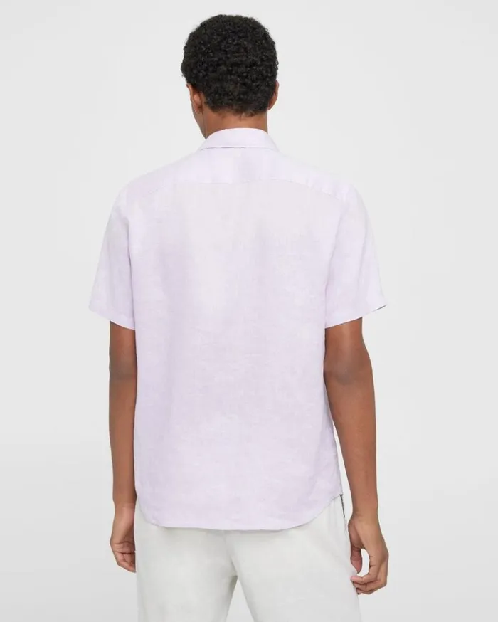Theory Irving ShortSleeve Shirt In Relaxed Linen Misty Haze Men Shirts Theory Irving ShortSleeve Shirt In Relaxed Linen Misty Haze Men Shirts