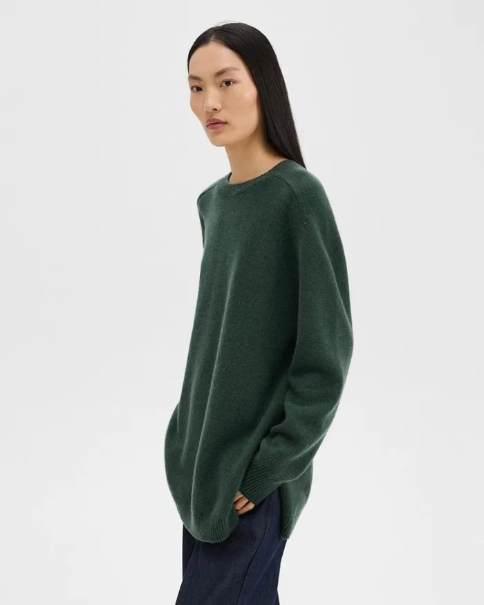 Theory Karenia Sweater In Cashmere Hunter Green Women Sweaters Cardigans