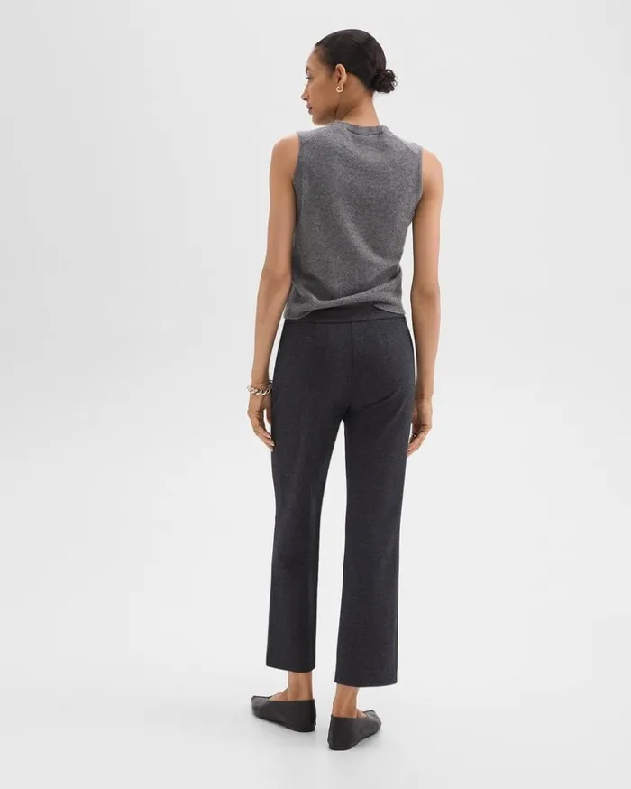 Theory Kick Pant In Herringbone Knit Charcoal Melange Women Pants Theory Kick Pant In Herringbone Knit Charcoal Melange Women Pants