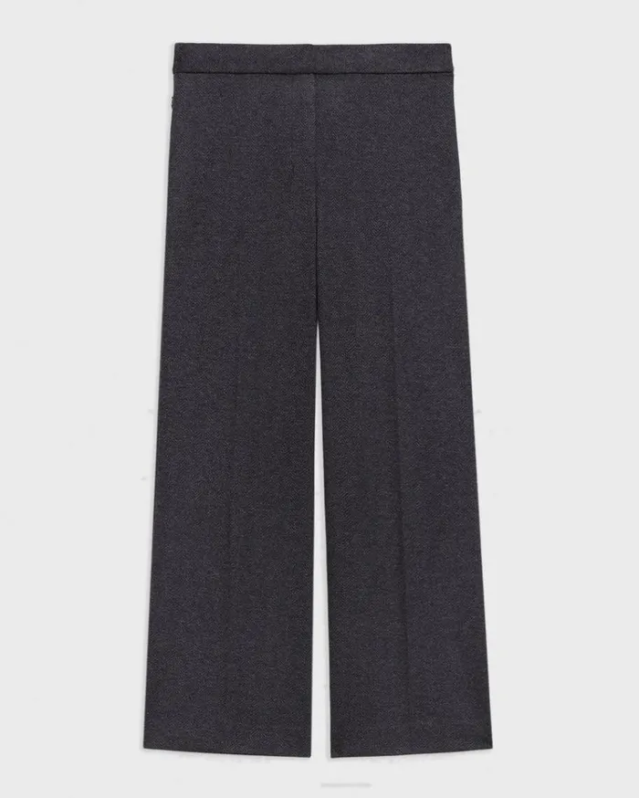 Theory Kick Pant In Herringbone Knit Charcoal Melange Women Pants Theory Kick Pant In Herringbone Knit Charcoal Melange Women Pants