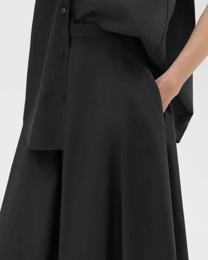 Theory Midi Circle Skirt In CottonBlend Black Women Skirts Theory Midi Circle Skirt In CottonBlend Black Women Skirts