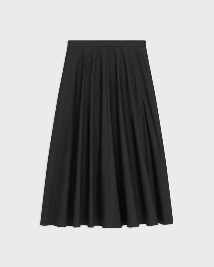 Theory Midi Circle Skirt In CottonBlend Black Women Skirts Theory Midi Circle Skirt In CottonBlend Black Women Skirts