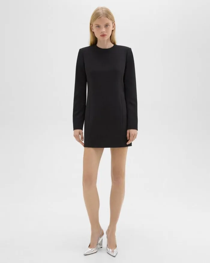Theory Mini Tunic Dress In Crepe Black Women Dresses