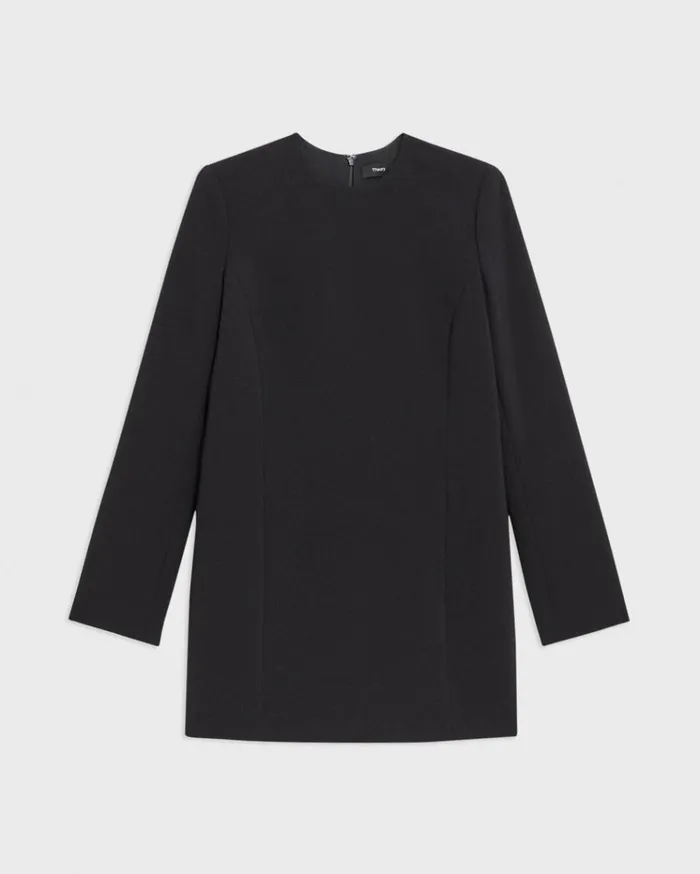 Theory Mini Tunic Dress In Crepe Black Women Dresses Theory Mini Tunic Dress In Crepe Black Women Dresses