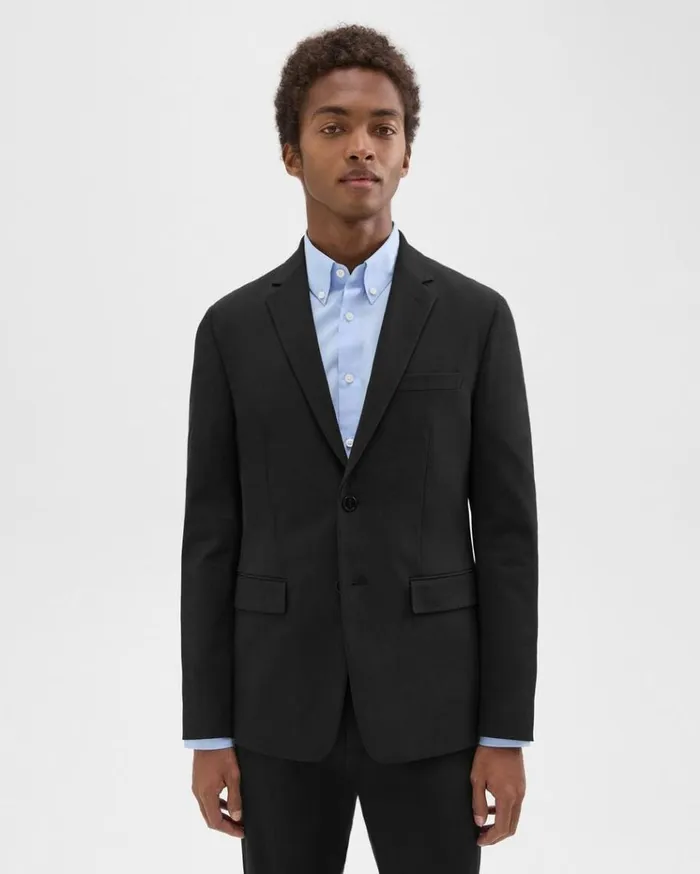 Theory Morton Blazer In Stretch Cotton Black Men Blazers Jackets