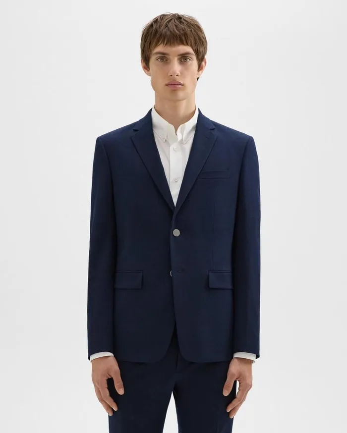 Theory Morton Blazer In Textured Gabardine Baltic Men Blazers Jackets
