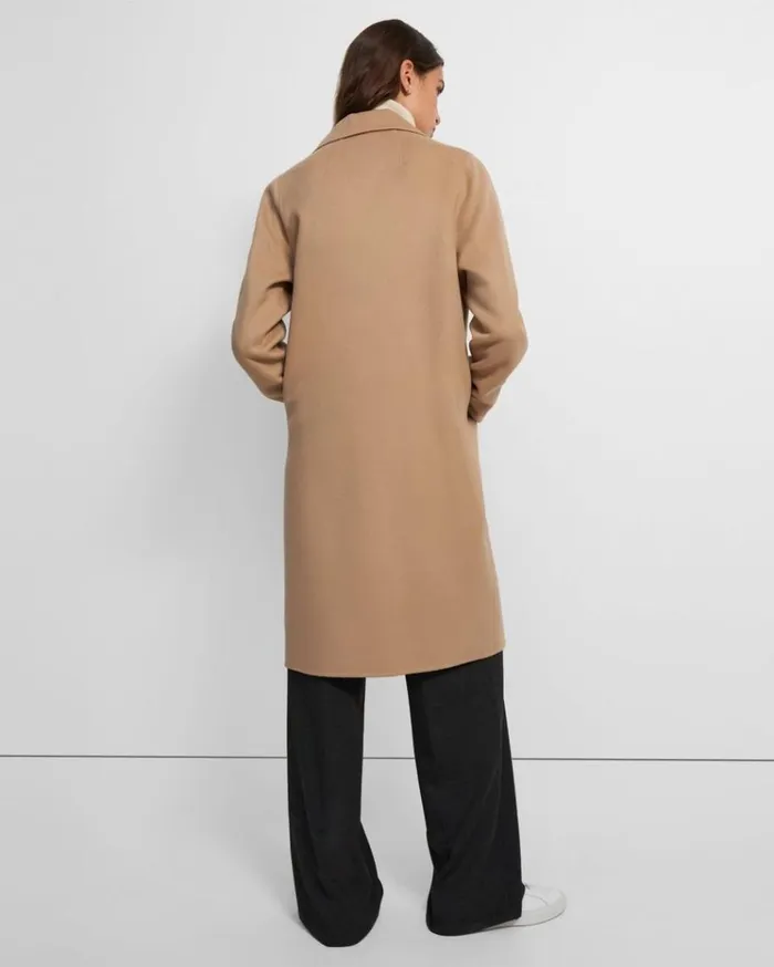 Theory Overcoat In DoubleFace WoolCashmere Palomino Women Outerwear