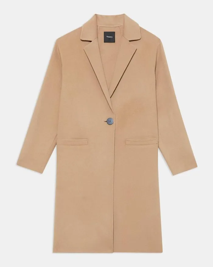 Theory Overcoat In DoubleFace WoolCashmere Palomino Women Outerwear