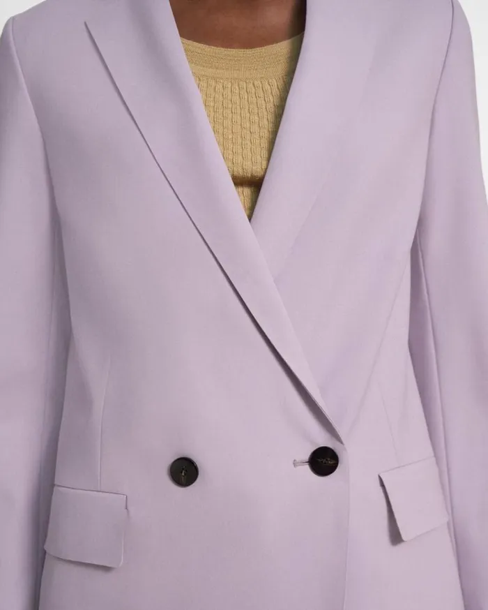 Theory Oversized Boy Blazer In Good Wool Wisteria Women Suits