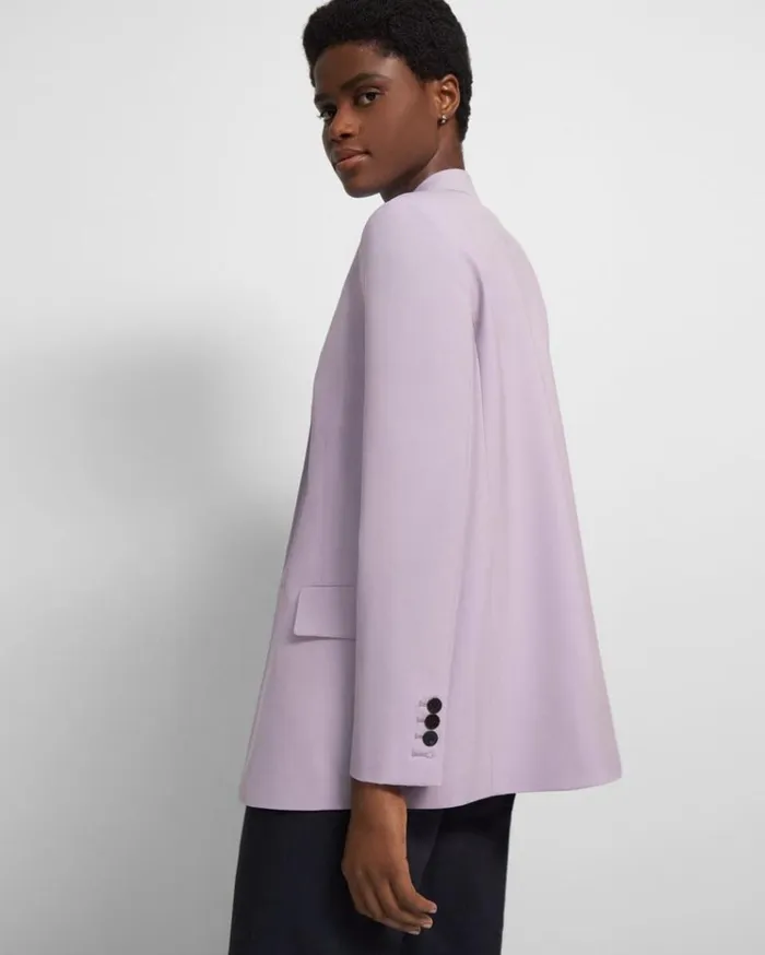 Theory Oversized Boy Blazer In Good Wool Wisteria Women Suits