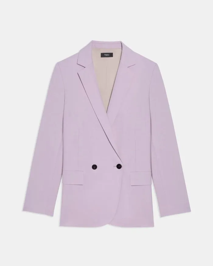 Theory Oversized Boy Blazer In Good Wool Wisteria Women Suits