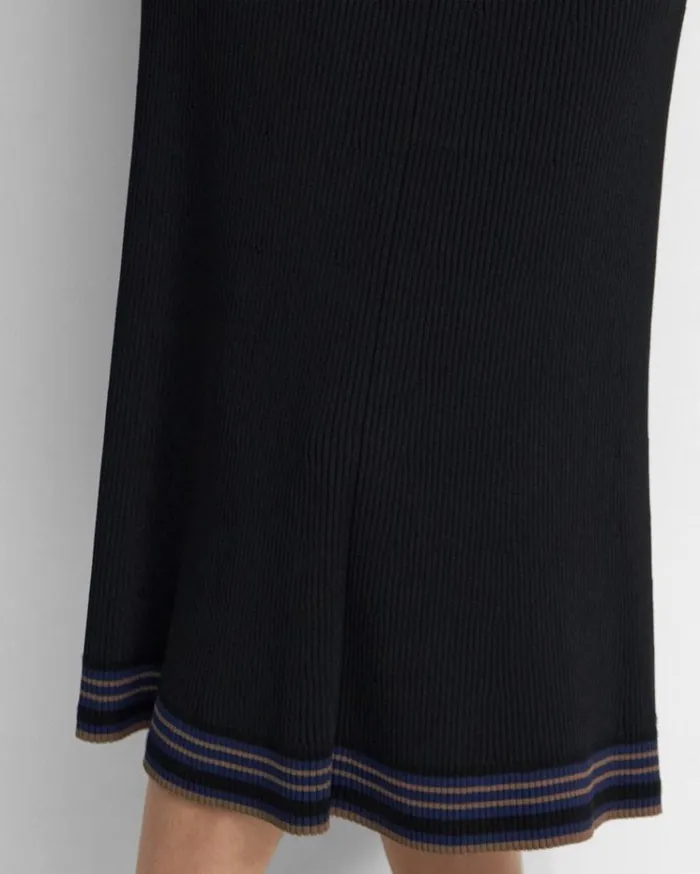 Theory PullOn Midi Skirt In Rib Knit Black Multi Women Skirts Theory PullOn Midi Skirt In Rib Knit Black Multi Women Skirts