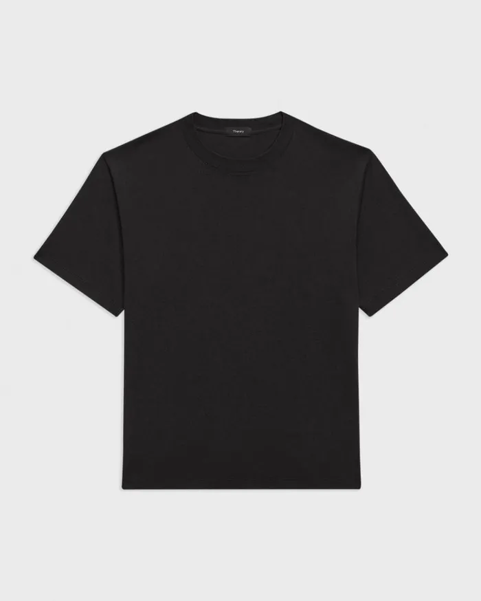 Theory Relaxed Tee In Cotton Jersey Black Men TShirts Polos