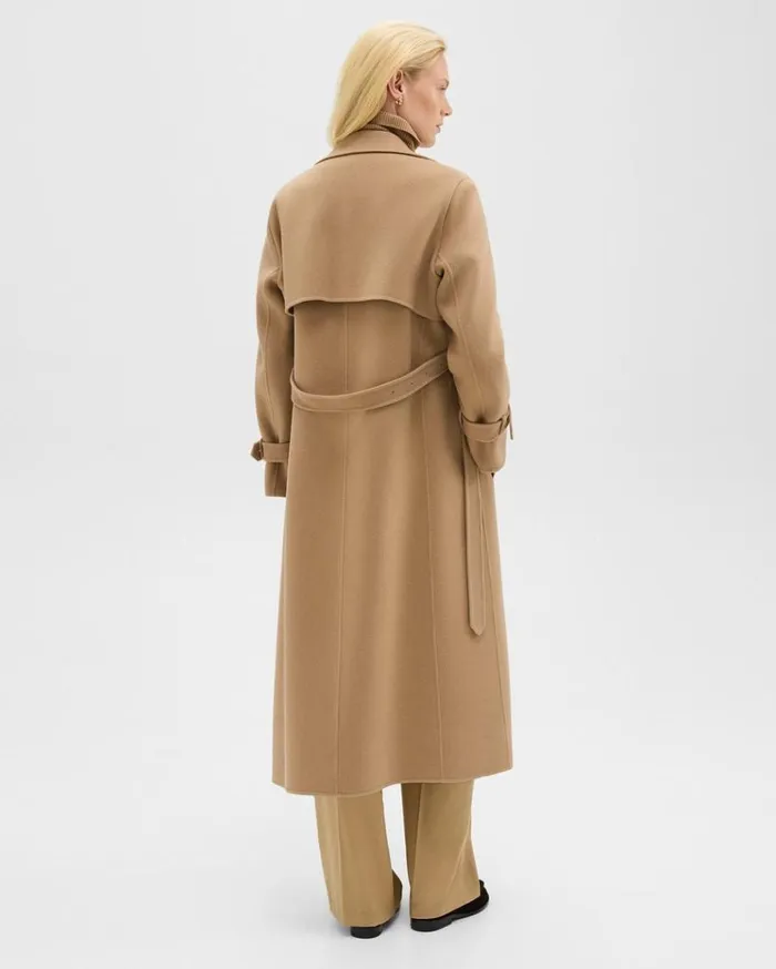 Theory Relaxed Trench Coat In DoubleFace WoolCashmere New Camel Women Outerwear