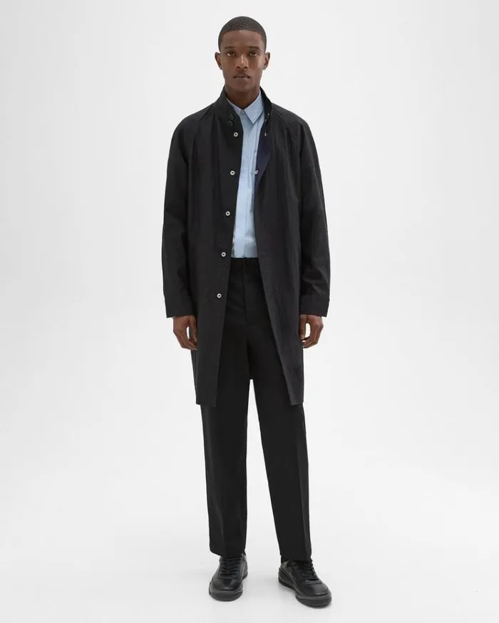 Theory Reversible StandCollar Trench Coat Black Men Outerwear
