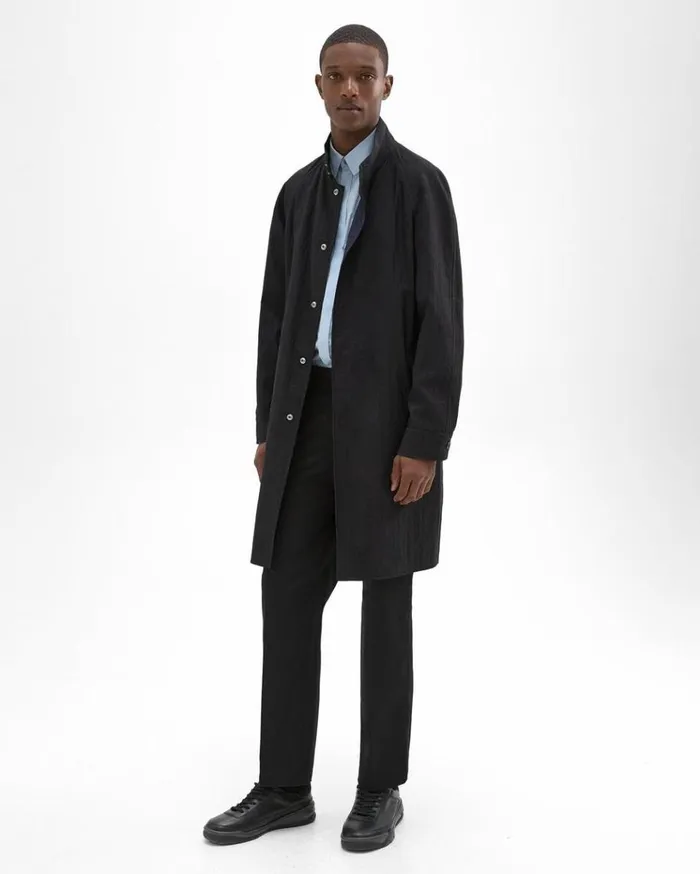 Theory Reversible StandCollar Trench Coat Black Men Outerwear