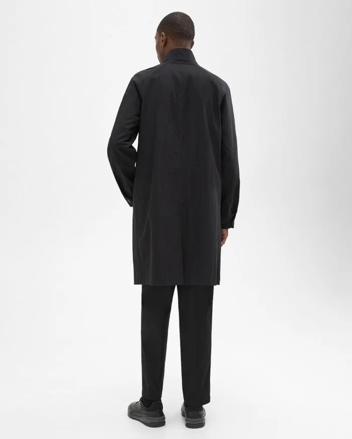 Theory Reversible StandCollar Trench Coat Black Men Outerwear
