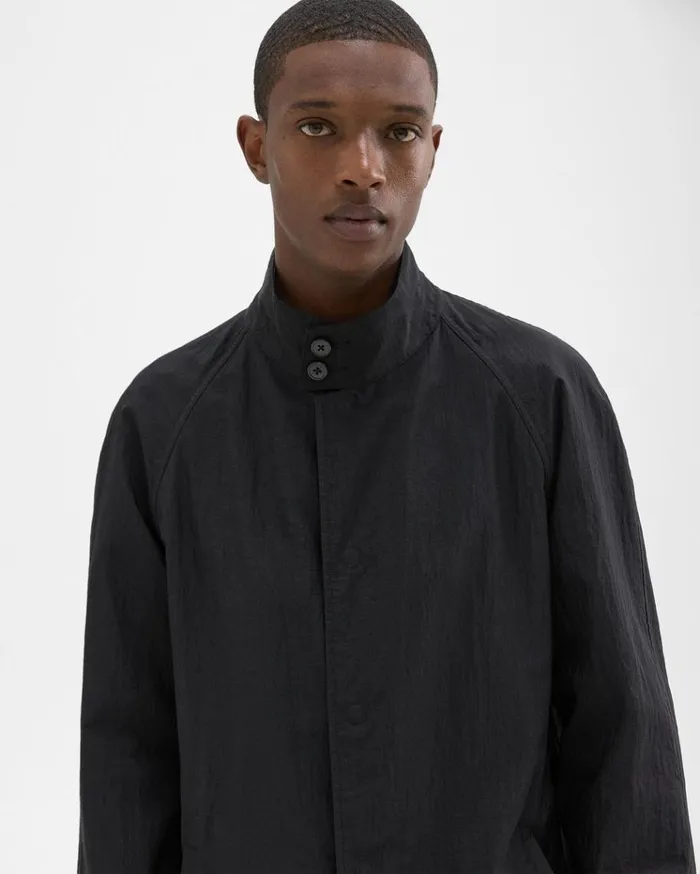 Theory Reversible StandCollar Trench Coat Black Men Outerwear