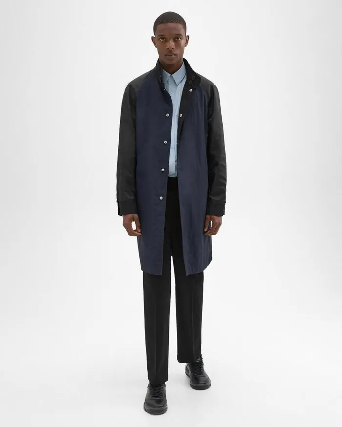 Theory Reversible StandCollar Trench Coat Black Men Outerwear
