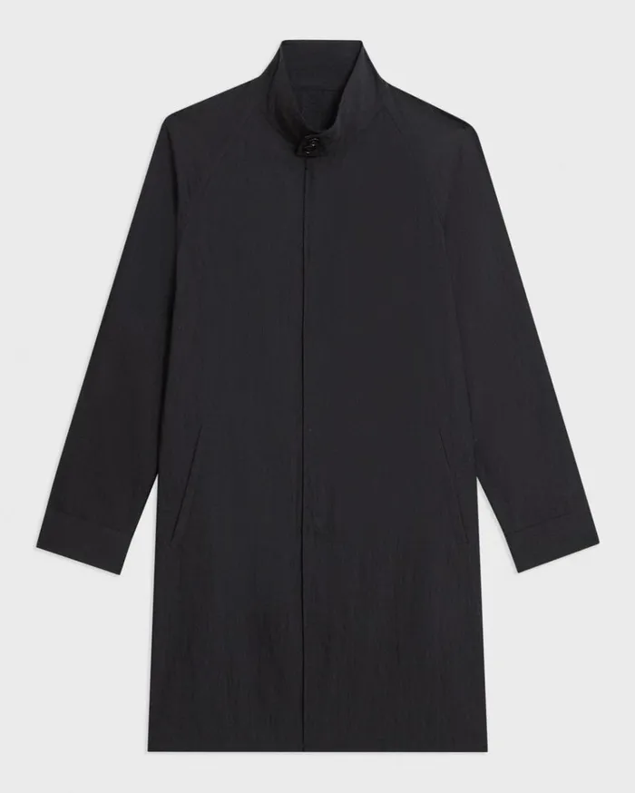 Theory Reversible StandCollar Trench Coat Black Men Outerwear
