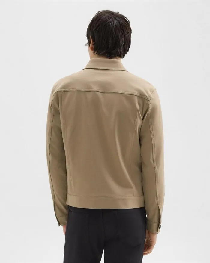 Theory River Trucker Jacket In Neoteric Twill Bark Men Blazers Jackets Theory River Trucker Jacket In Neoteric Twill Bark Men Blazers Jackets