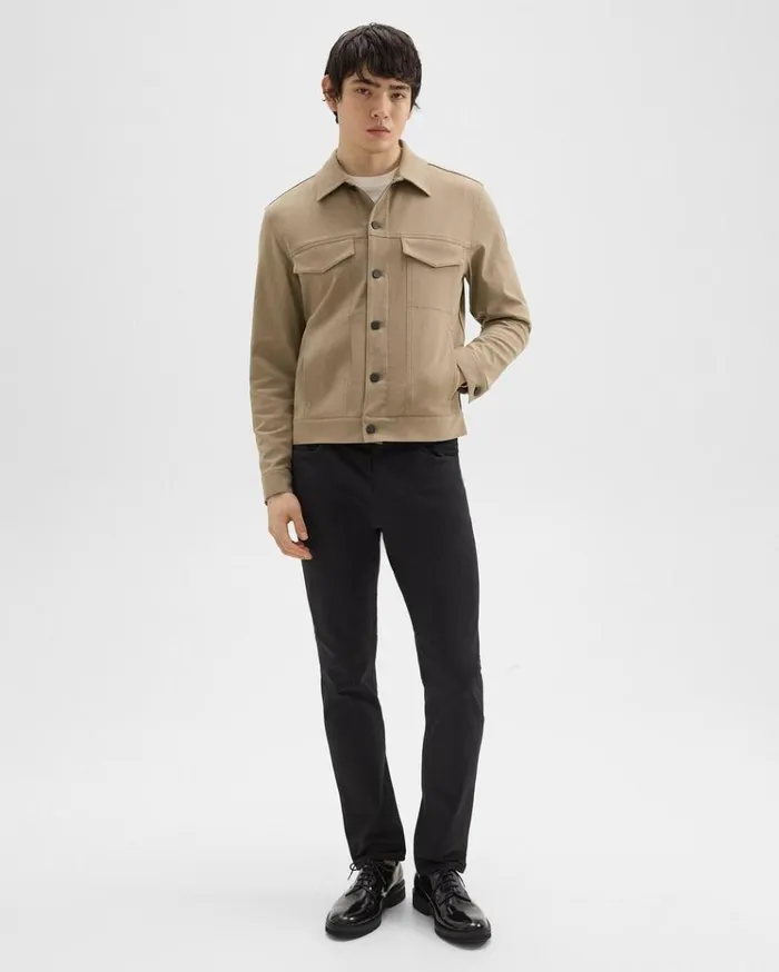 Theory River Trucker Jacket In Neoteric Twill Bark Men Blazers Jackets Theory River Trucker Jacket In Neoteric Twill Bark Men Blazers Jackets