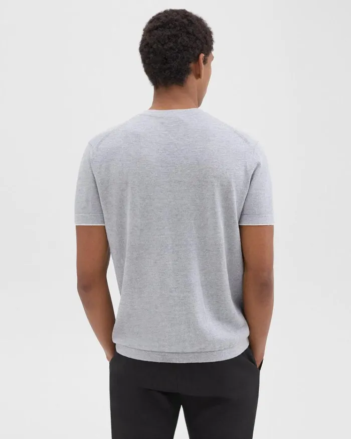 Theory Sarior Tee In CottonLinen Grey Heather Men Sweaters Cardigans