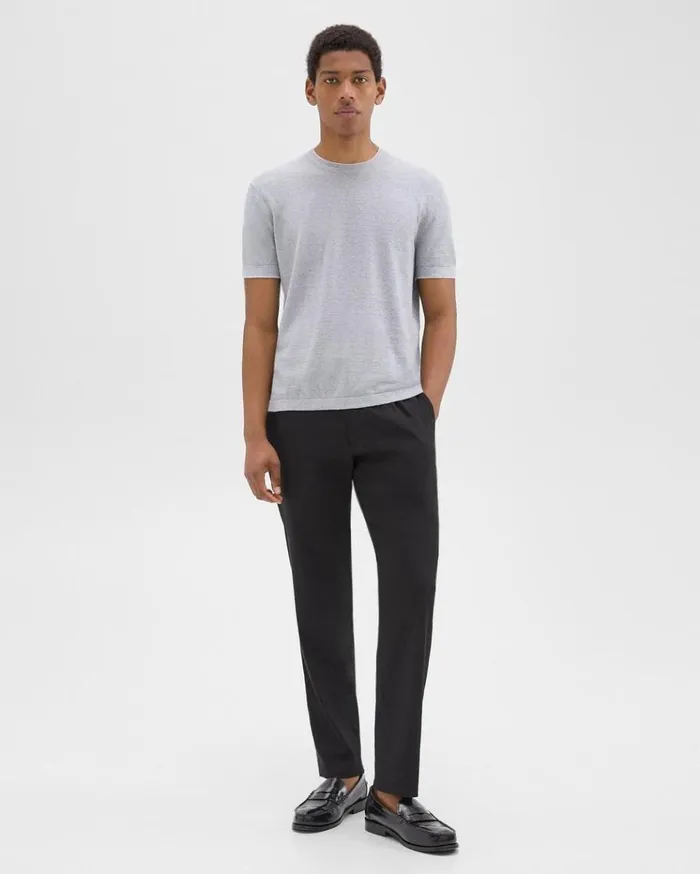 Theory Sarior Tee In CottonLinen Grey Heather Men Sweaters Cardigans