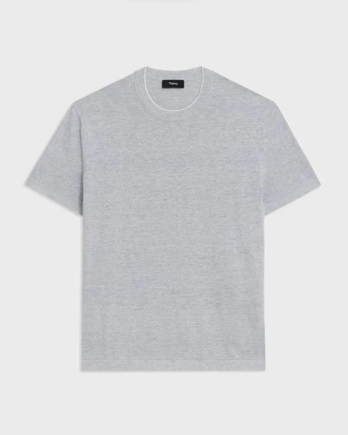 Theory Sarior Tee In CottonLinen Grey Heather Men Sweaters Cardigans