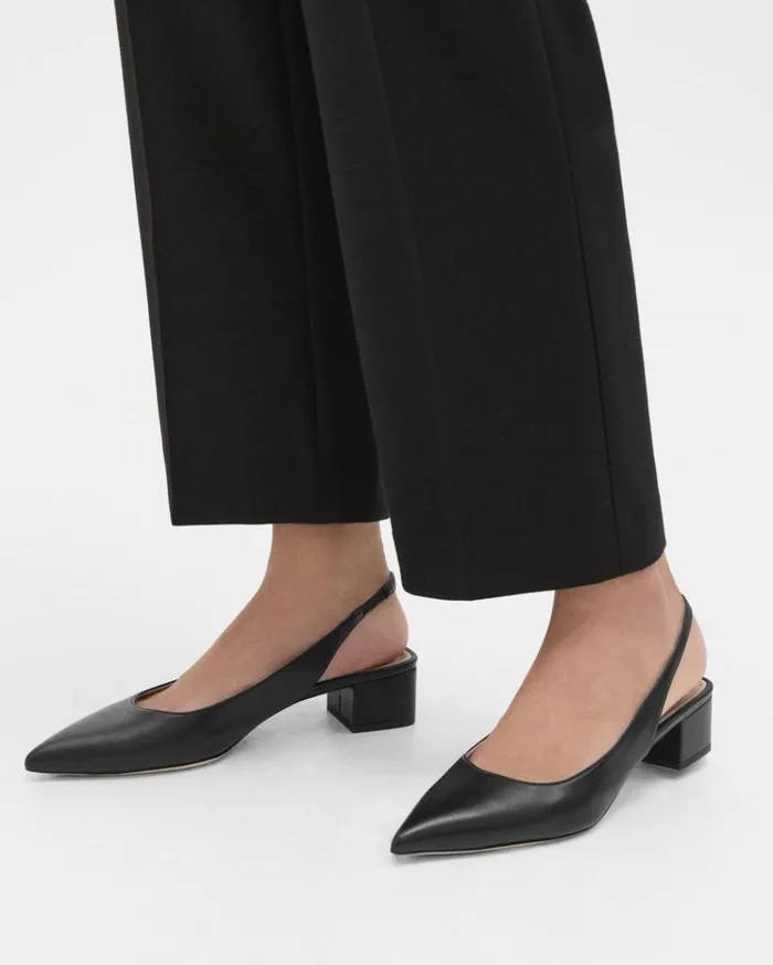 Theory Slingback Pump In Leather Black Women Shoes