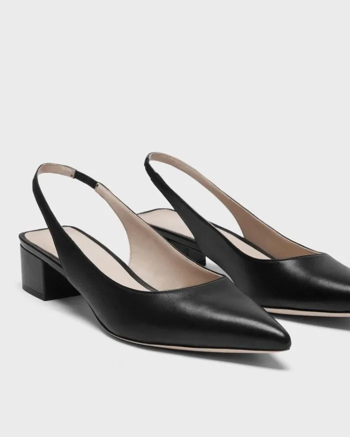 Theory Slingback Pump In Leather Black Women Shoes