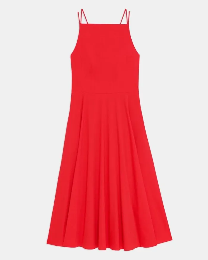 Theory Square Neck Dress In Good Cotton Grenadine Women Dresses
