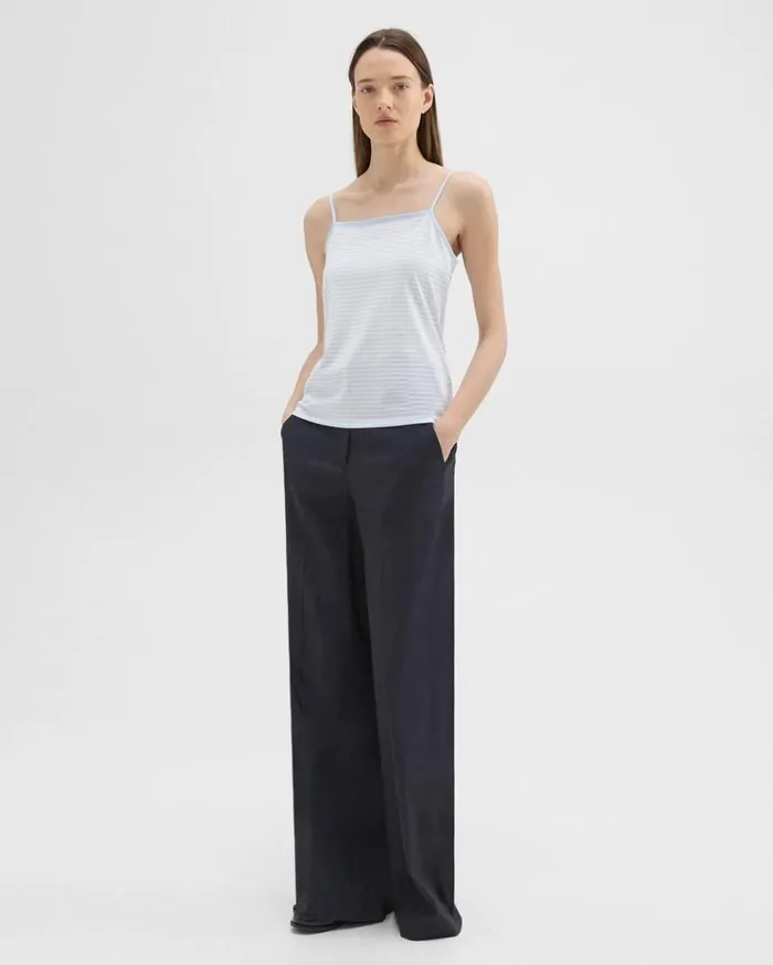 Theory Square Neck Tank In Striped Pima Cotton Skylightwhite Women TShirts Tank Tops Theory Square Neck Tank In Striped Pima Cotton Skylightwhite Women TShirts Tank Tops