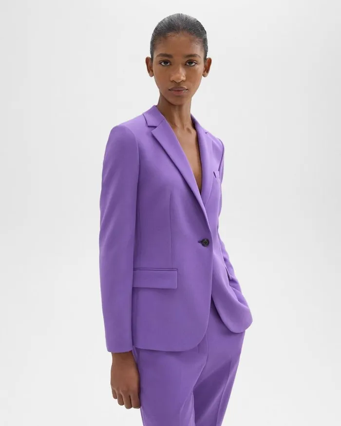 Theory Staple Blazer In Admiral Crepe Bright Peony Women Suits