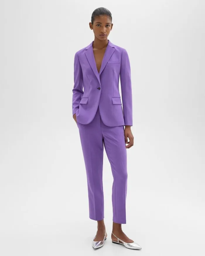 Theory Staple Blazer In Admiral Crepe Bright Peony Women Suits