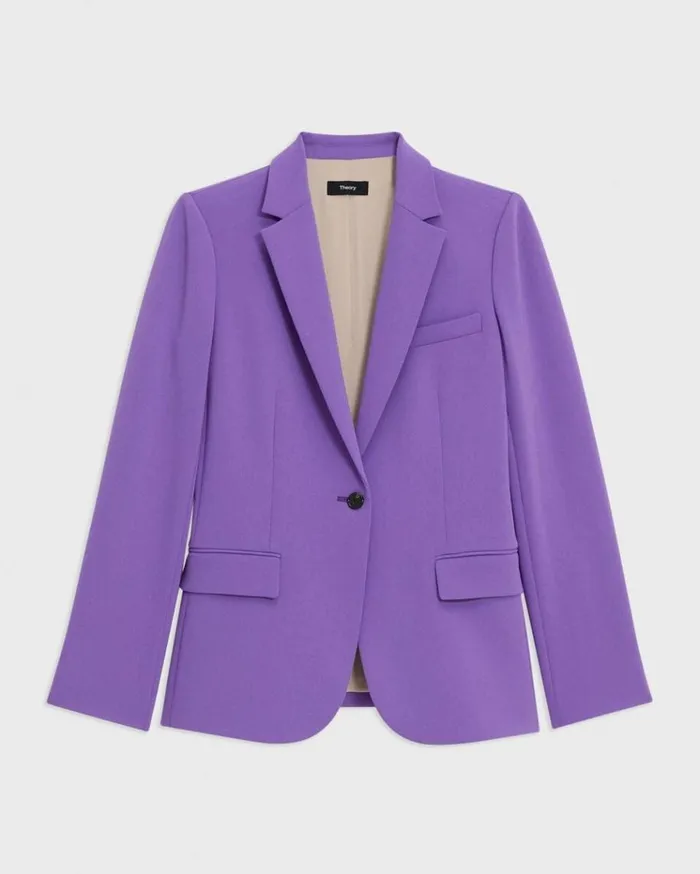 Theory Staple Blazer In Admiral Crepe Bright Peony Women Suits