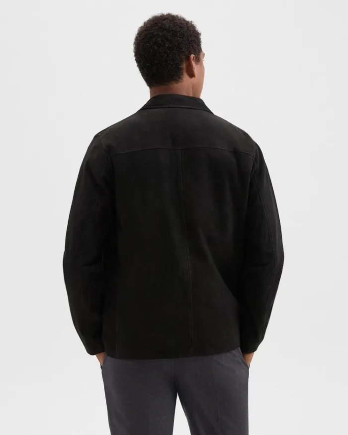 Theory Straight Blazer In Suede Black Men Outerwear Theory Straight Blazer In Suede Black Men Outerwear