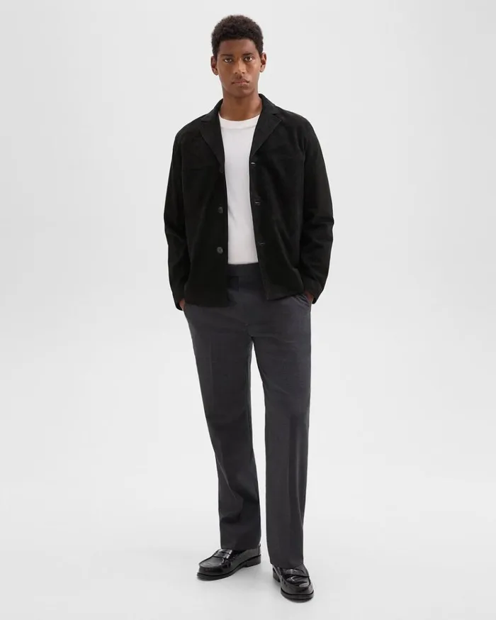 Theory Straight Blazer In Suede Black Men Outerwear Theory Straight Blazer In Suede Black Men Outerwear